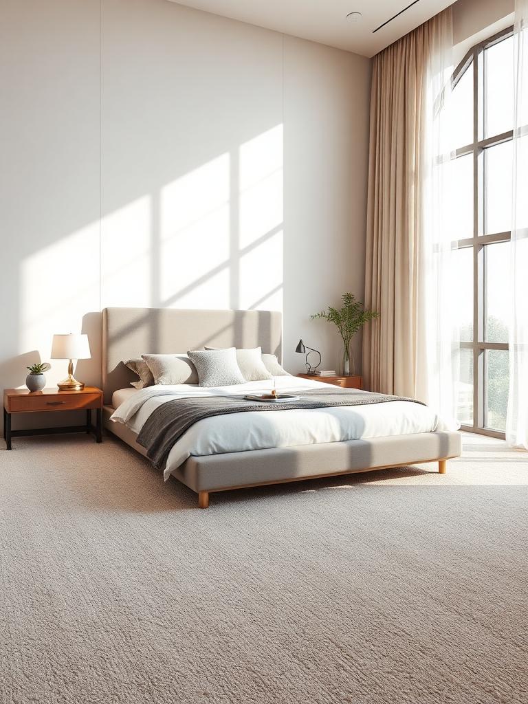 Spotless carpet in a sunlit bedroom
