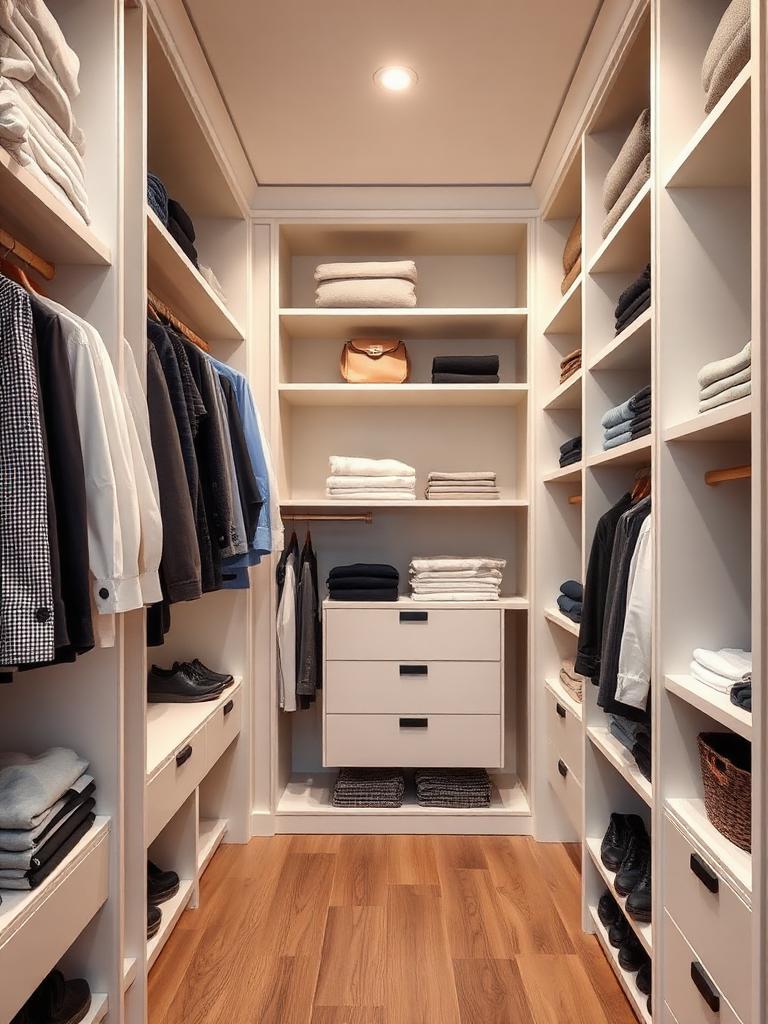 Organized modern walk-in closet