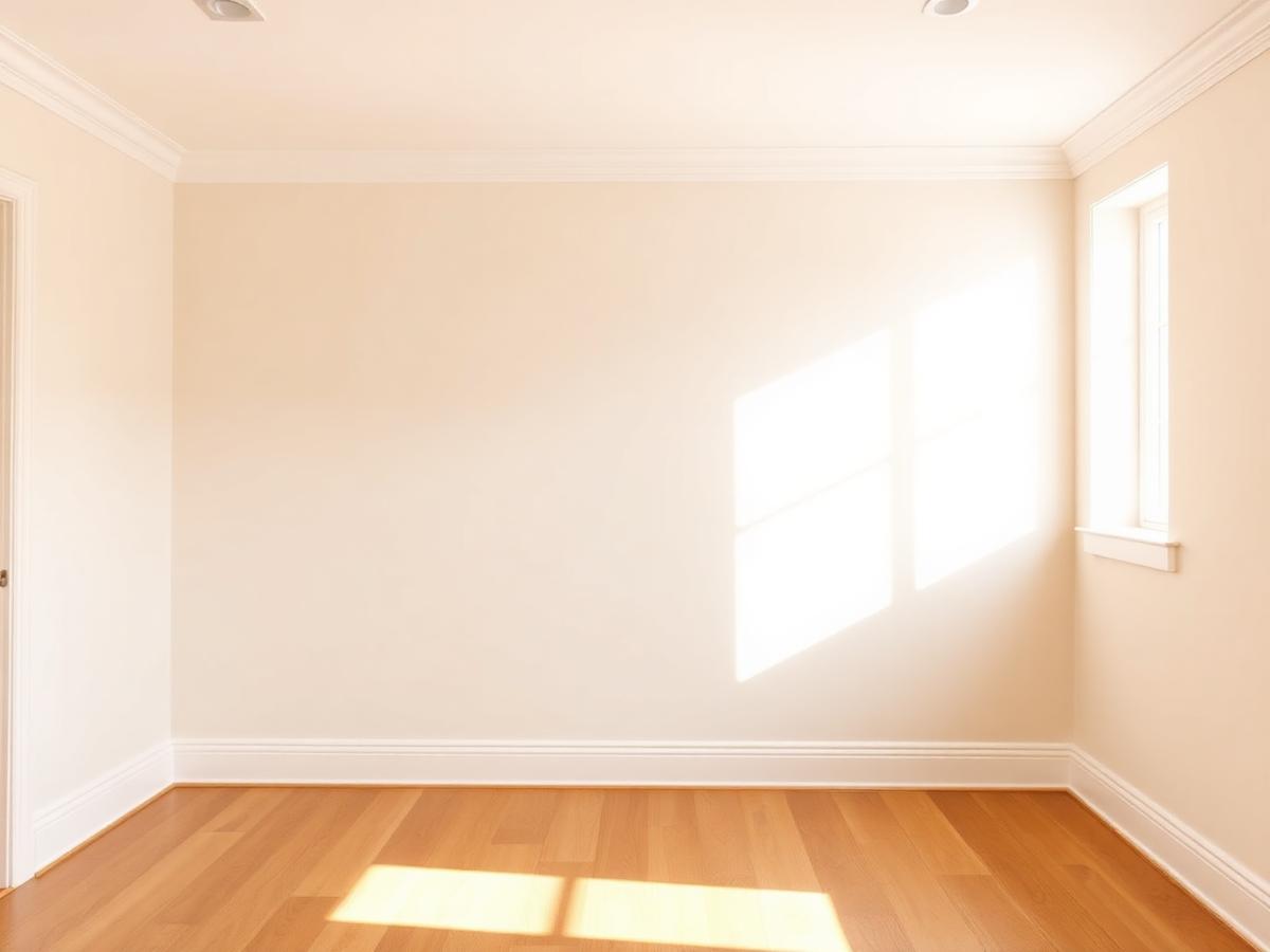 Smooth repaired and repainted wall in a bright empty room